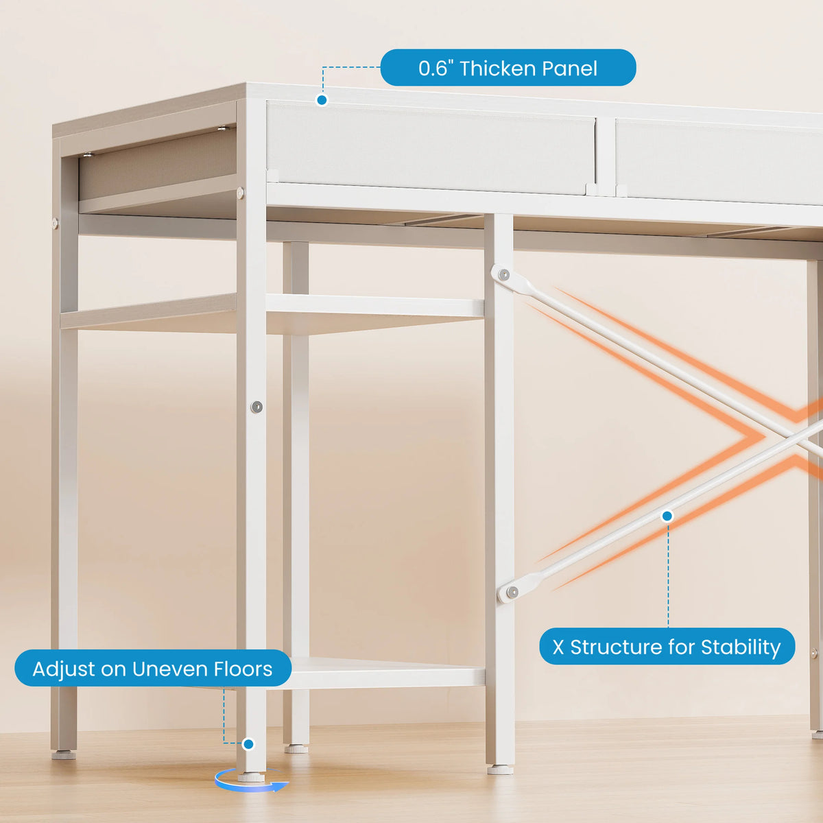 MCQ Office Computer Desk With Storage Shelves And Drawers