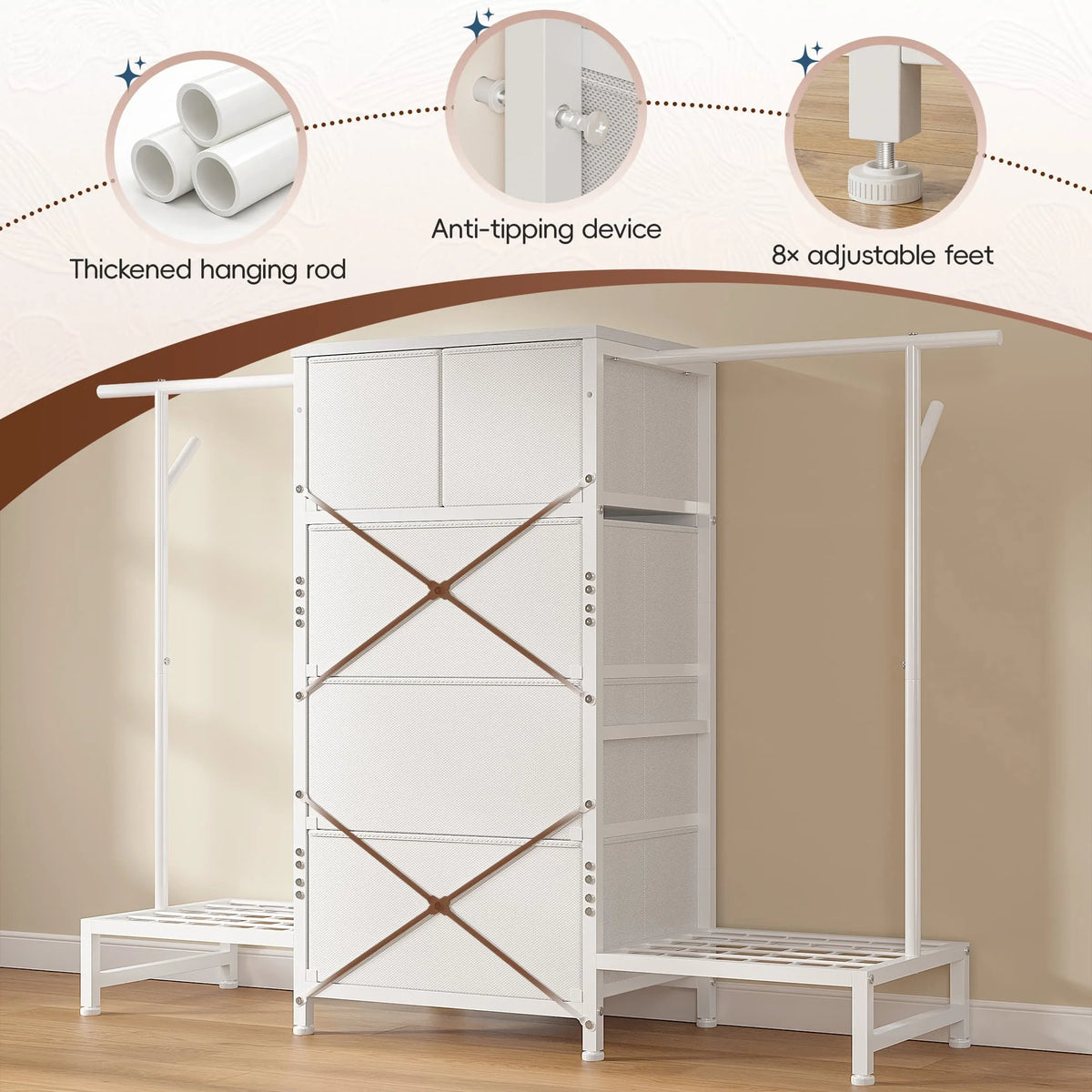 EnHomee 3In1 Fabric Dresser With Integrated Shoe Rack