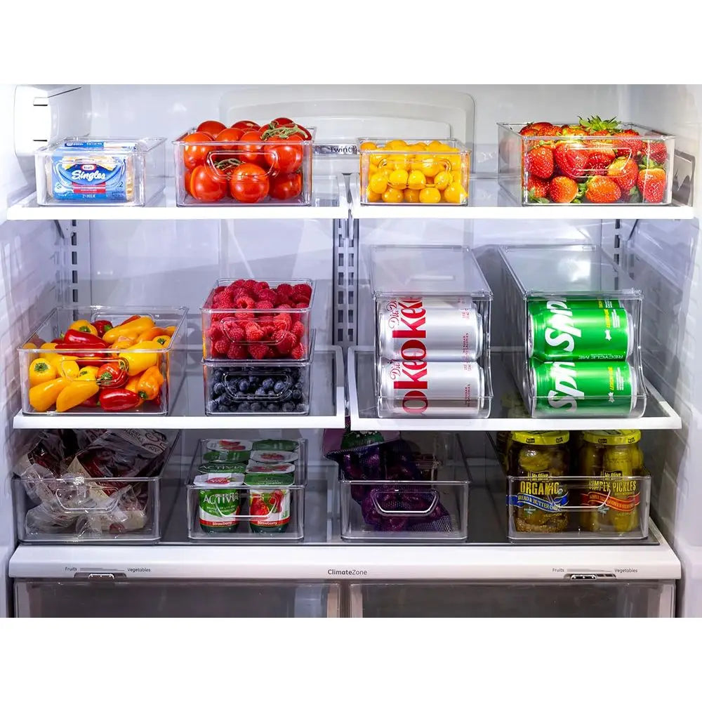 Stackable Plastic Refrigerator Organizer Bins For Kitchen Pantry Storage
