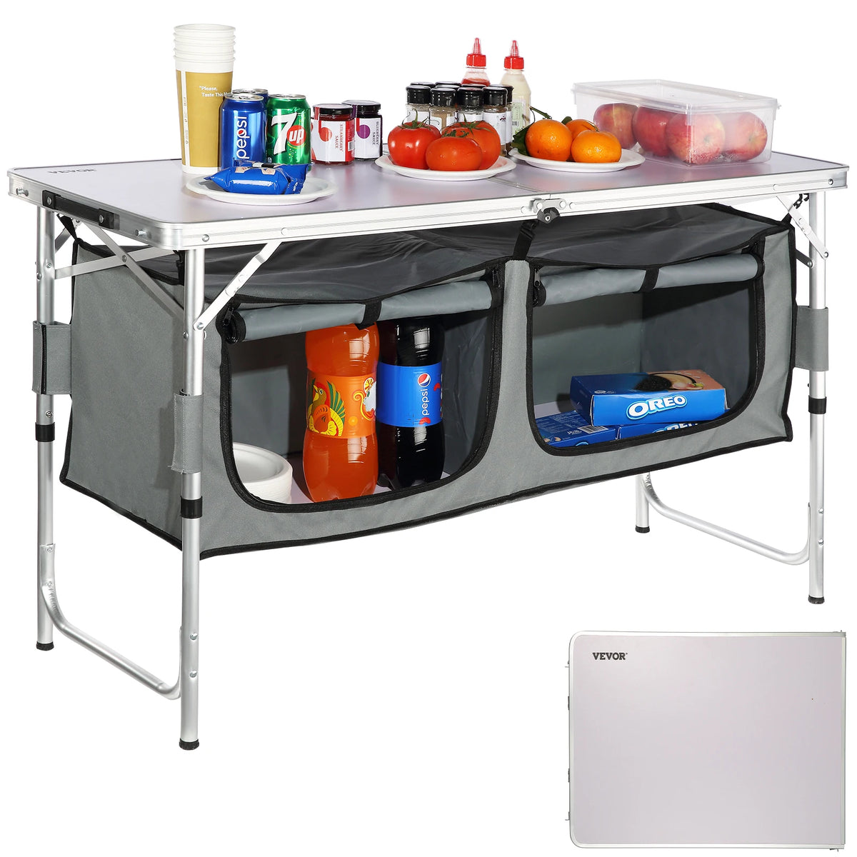 VEVOR Folding Camping Kitchen Table Quick Setup Outdoor Picnic BBQ