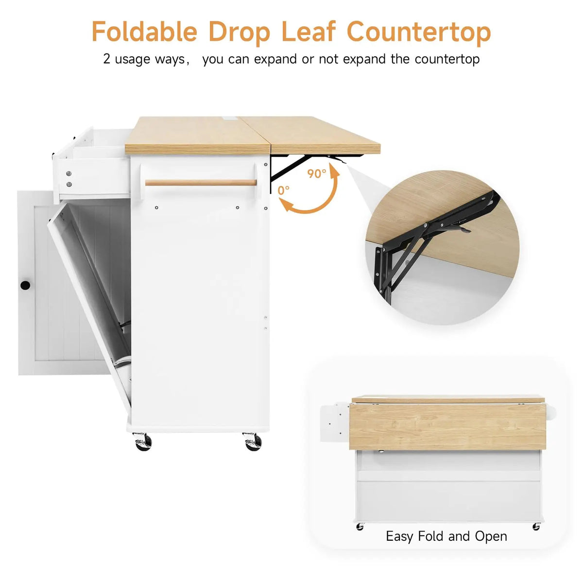 Onbrill Rolling Kitchen Island With Storage Cabinet And Power Outlet