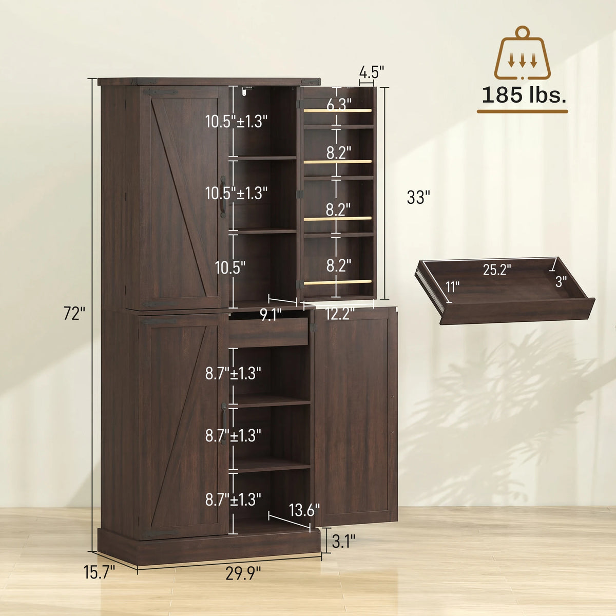 Homcom Modern Kitchen Pantry Cabinet With Shelves And Drawer