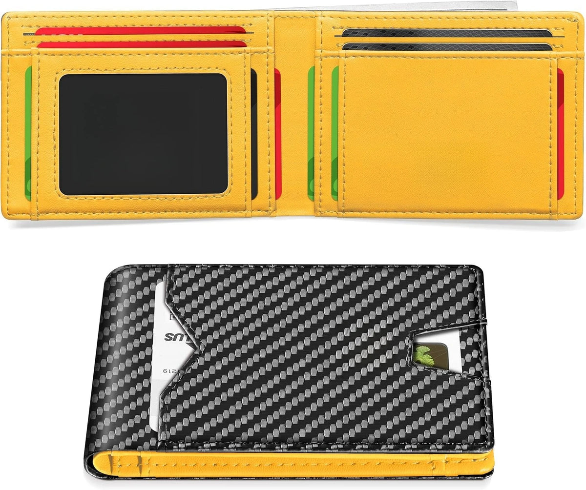 Slim Rfid Blocking Leather Bifold Wallet With Credit Card Organization