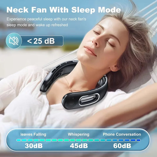 Usb Rechargeable Bladeless Neck Fan With Four Speeds And Portable Design