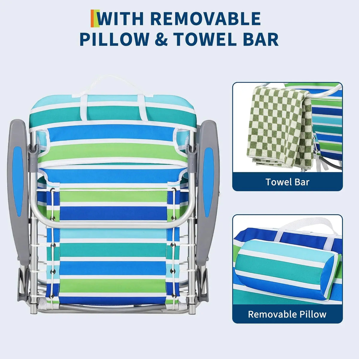 HiMISS Portable Folding Backpack Beach Chair With Cup Holder