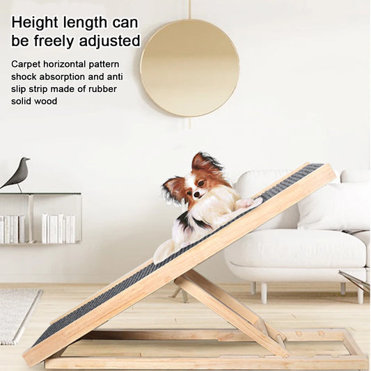 Wooden Foldable Pet Ramp Height Adjustable Portable Non Slip