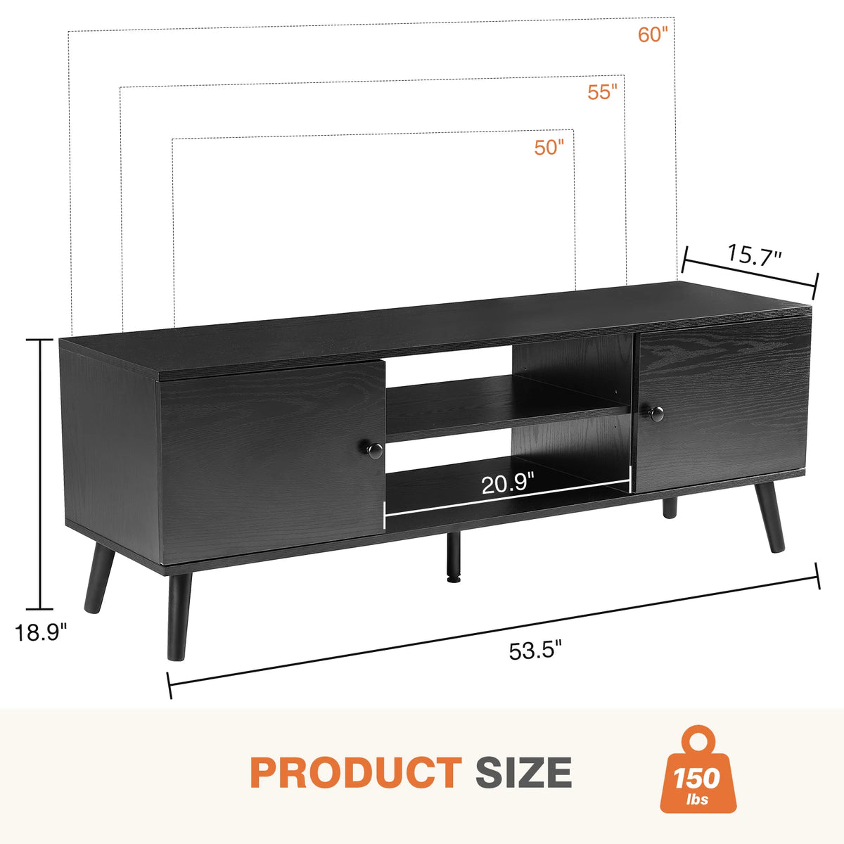 JHK Modern Wooden Fireplace TV Stand With Storage Compartments
