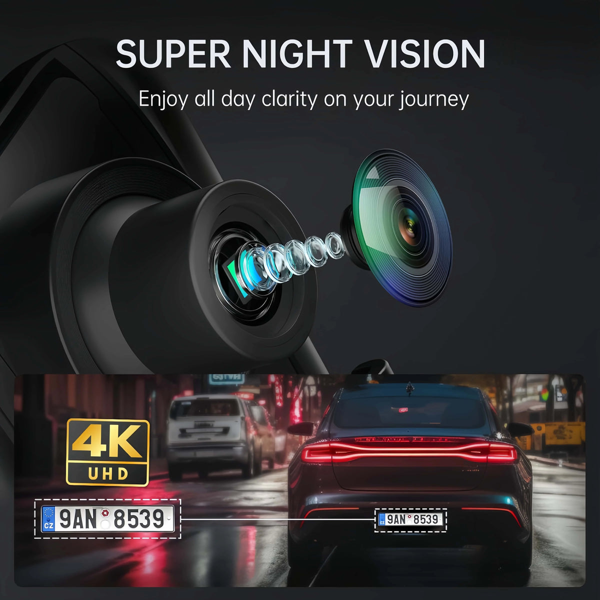 Muübaer 4K Dual Dash Cam Front And Rear View Mirror