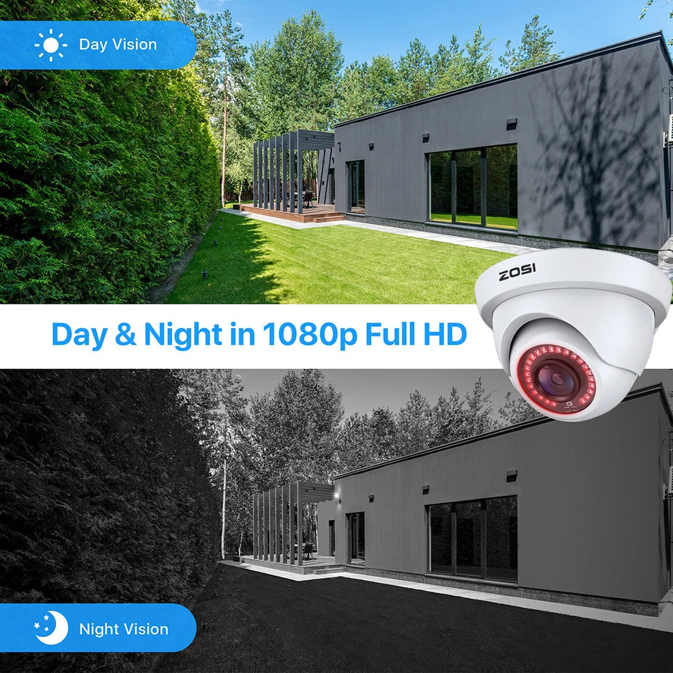 ZOSI 4 Pack 2.0MP Dome Camera Kit 1080P CCTV Surveillance