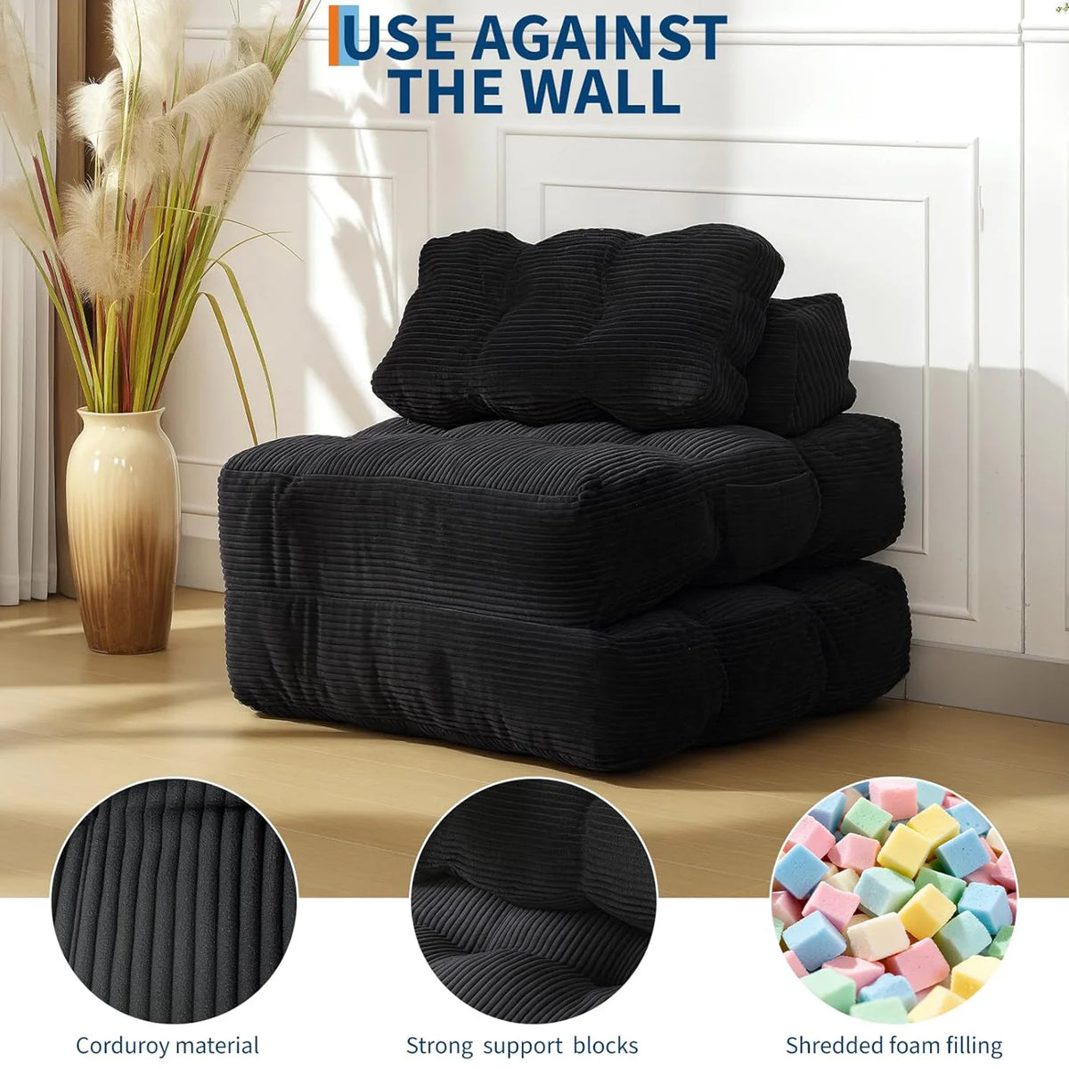 HiMISS Folding Convertible Sofa Bed With Pillow And Side Pocket