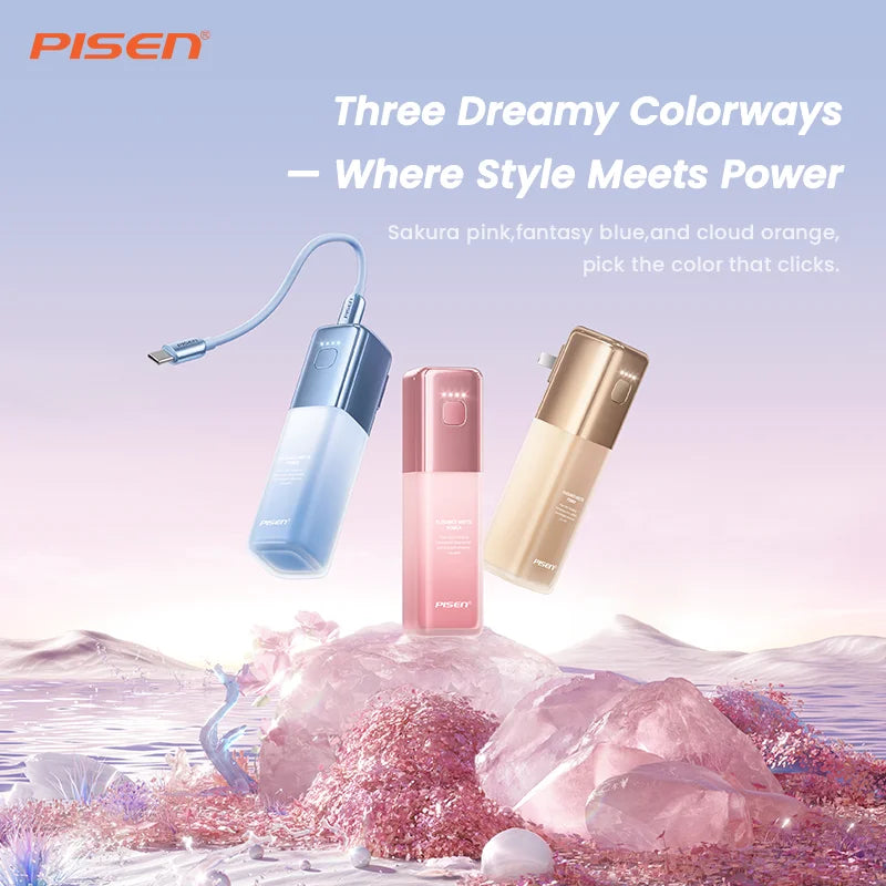 Pisen 30W 5000mAh Portable Travel Power Bank With Cable