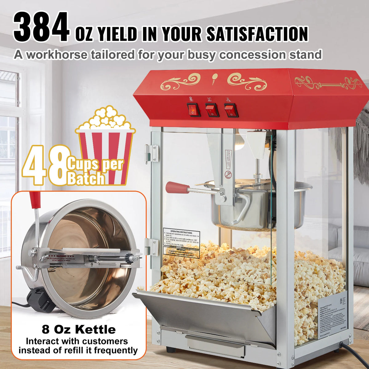 SucceBuy Commercial Countertop Popcorn Popper Machine