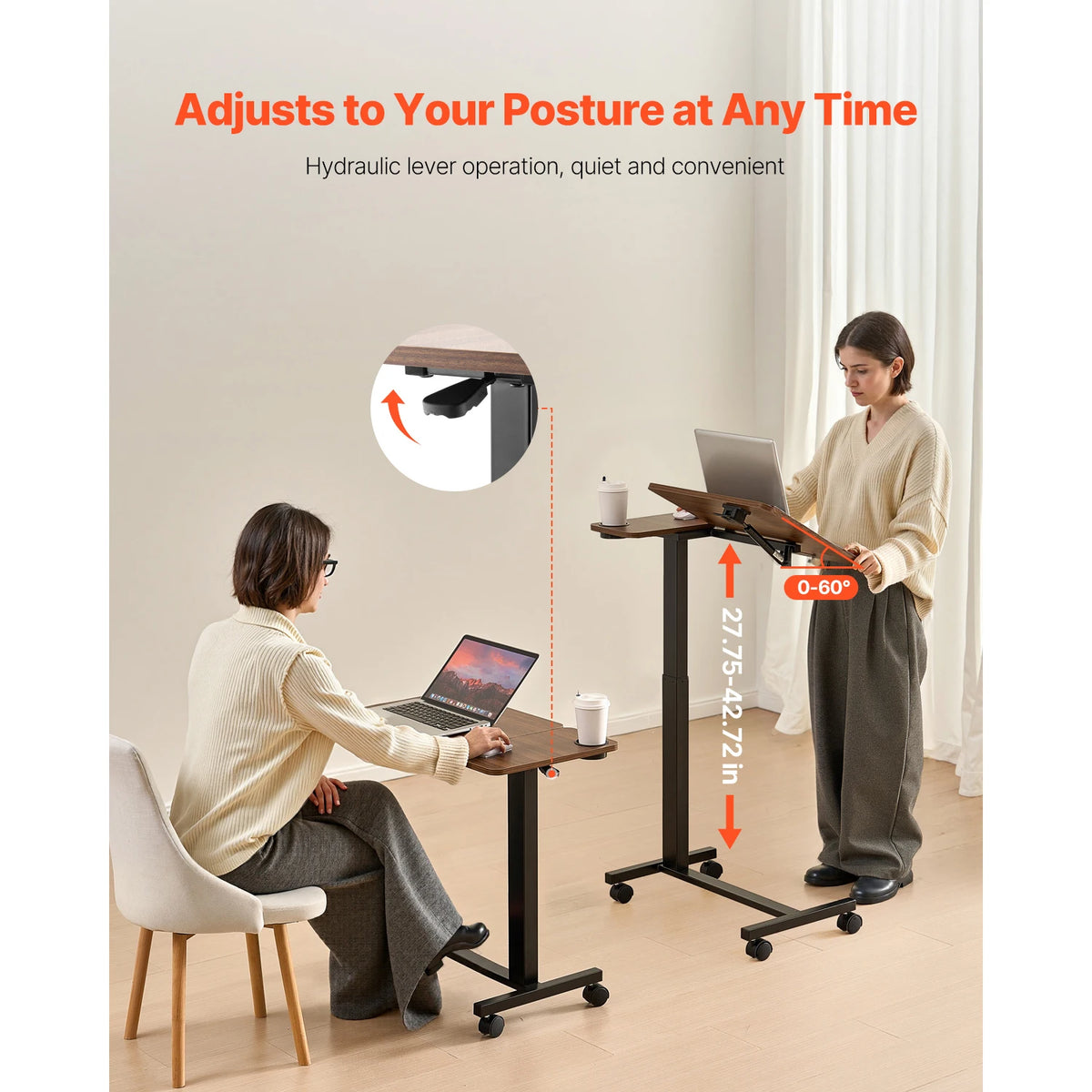 SucceBuy Height Adjustable Overbed Bedside Laptop Desk