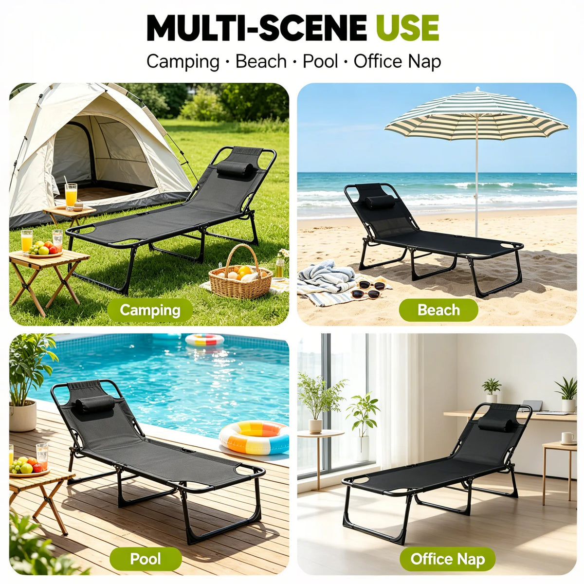 Portable Folding Camping Lounge Chair With Adjustable Backrest Design