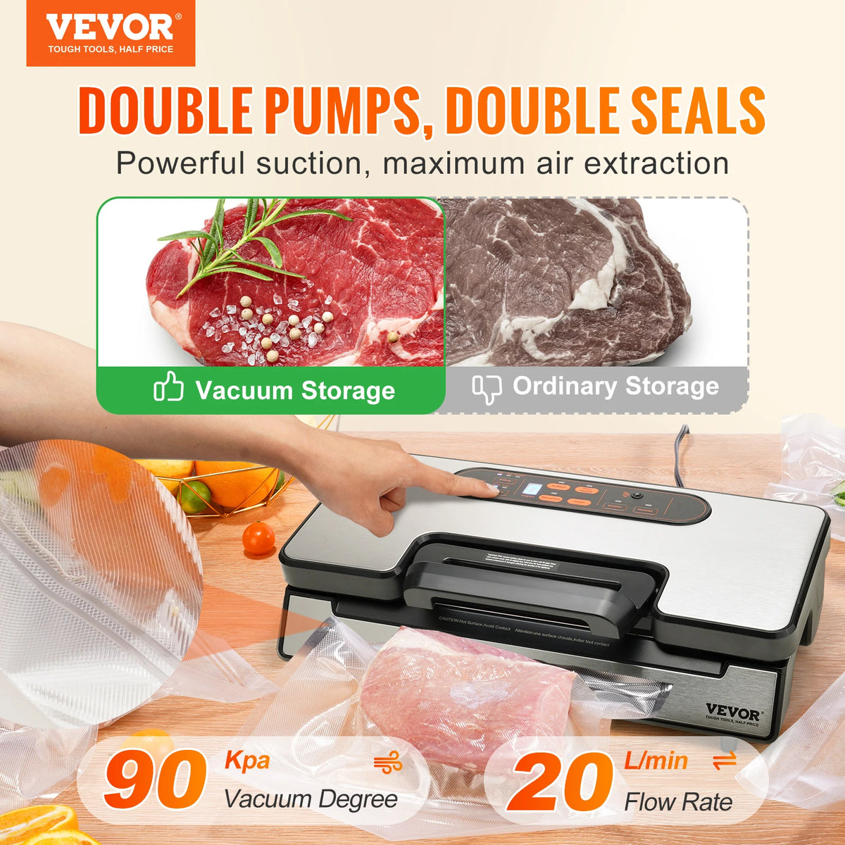 SucceBuy 130W Vacuum Sealer For Kitchen Food Preservation