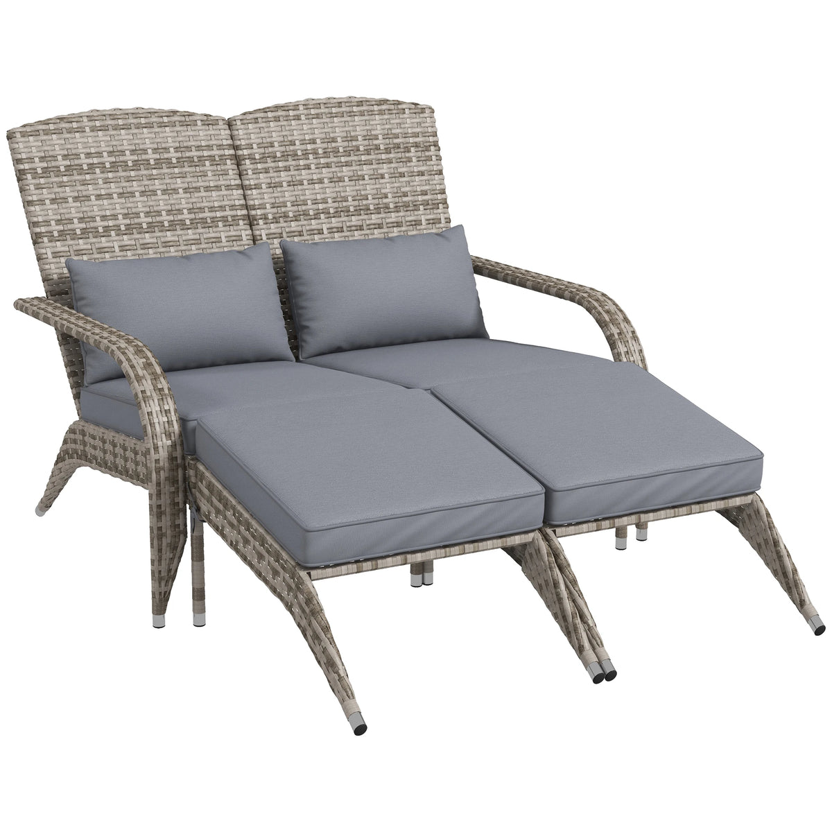 Outsunny Outdoor Wicker Adirondack Fire Pit Chair With Cushion