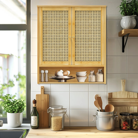 Premium Bamboo Bathroom Over Toilet Storage Wall Cabinet