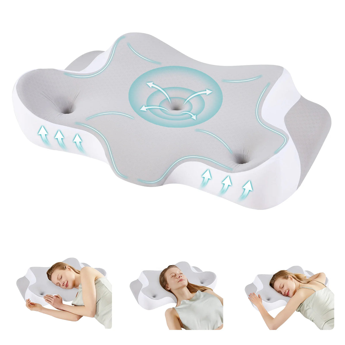 JHK Ergonomic Cervical Neck Pillow Memory Foam Cooling Cover