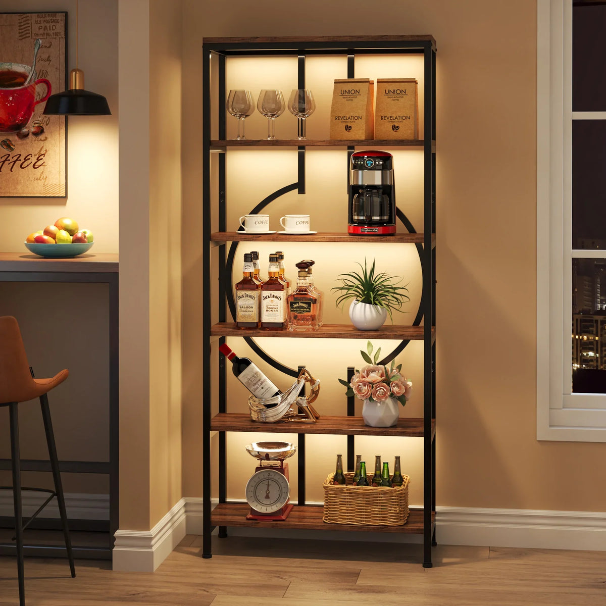 Tribesigns Industrial Library Bookcase With Metal Frame And Wood Shelves