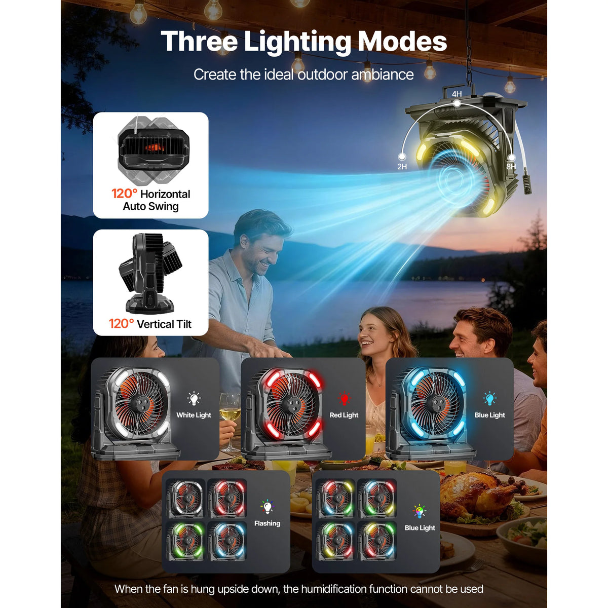 SucceBuy Rechargeable Misting Fan With Remote And Led Light