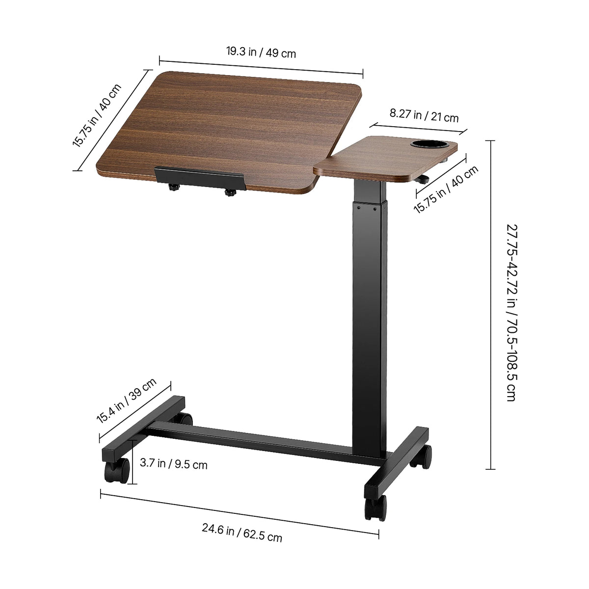 SucceBuy Height Adjustable Overbed Bedside Laptop Desk