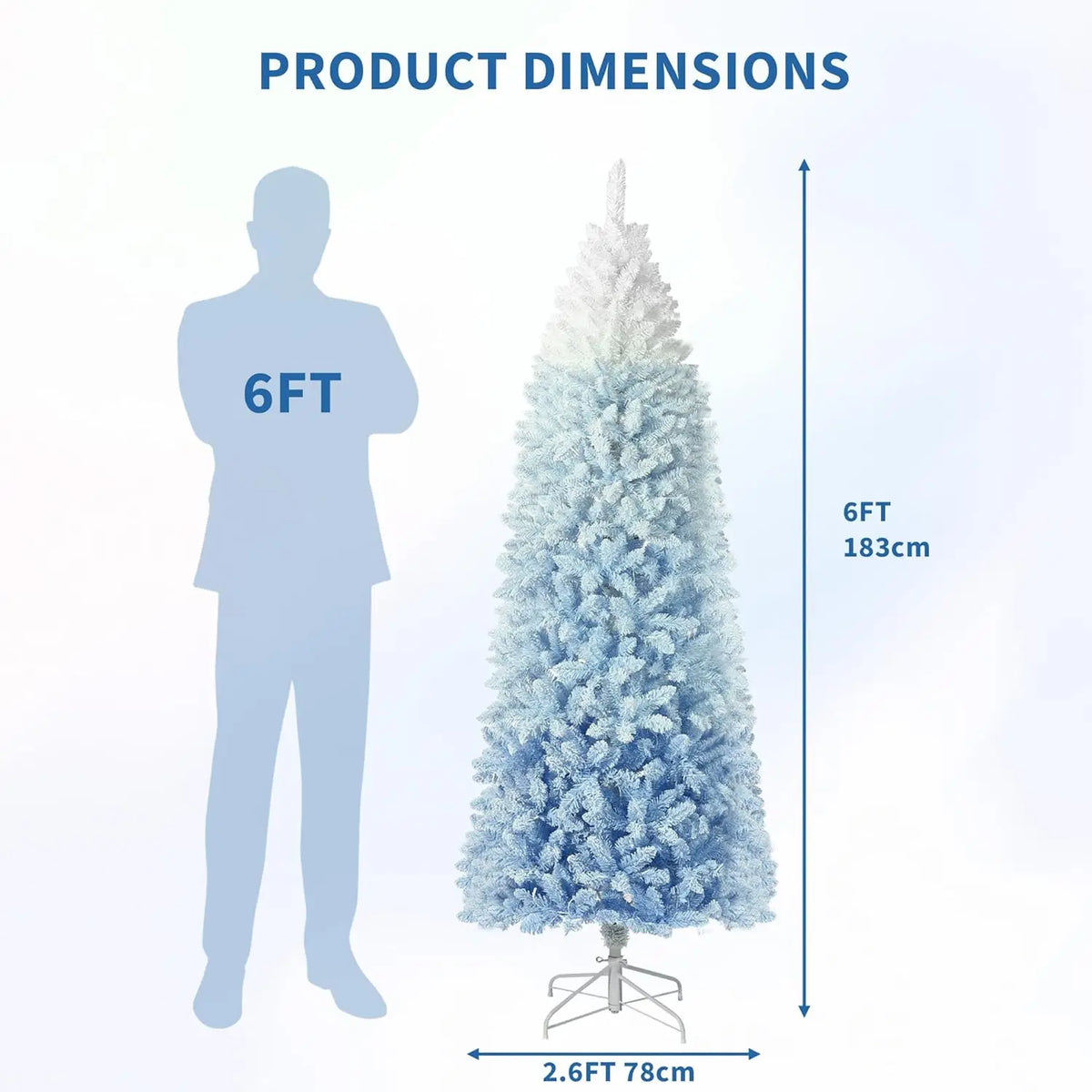 HiMISS Snow Flocked Slim Artificial Christmas Tree Holiday Decoration