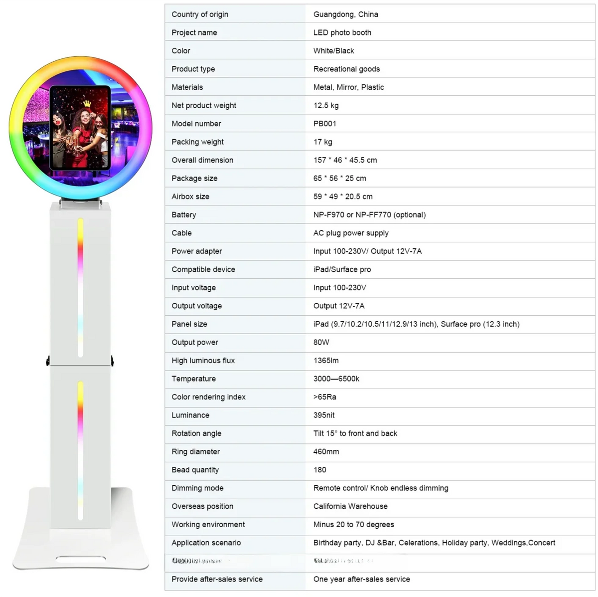 Portable iPad Photobooth Stand With LED Ring Light For Party Events