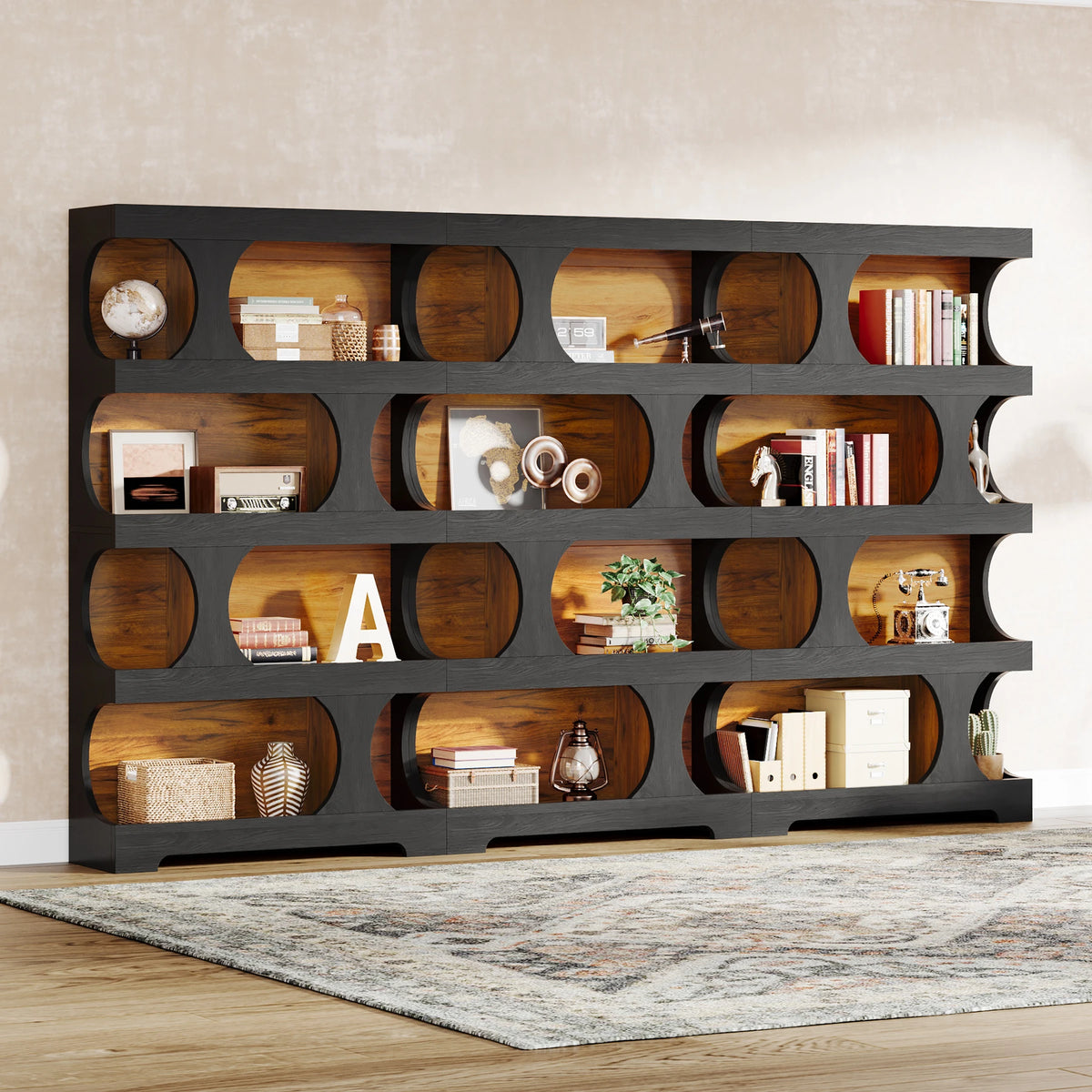 Tribesigns Four Tier S Shaped Wooden Freestanding Bookcase