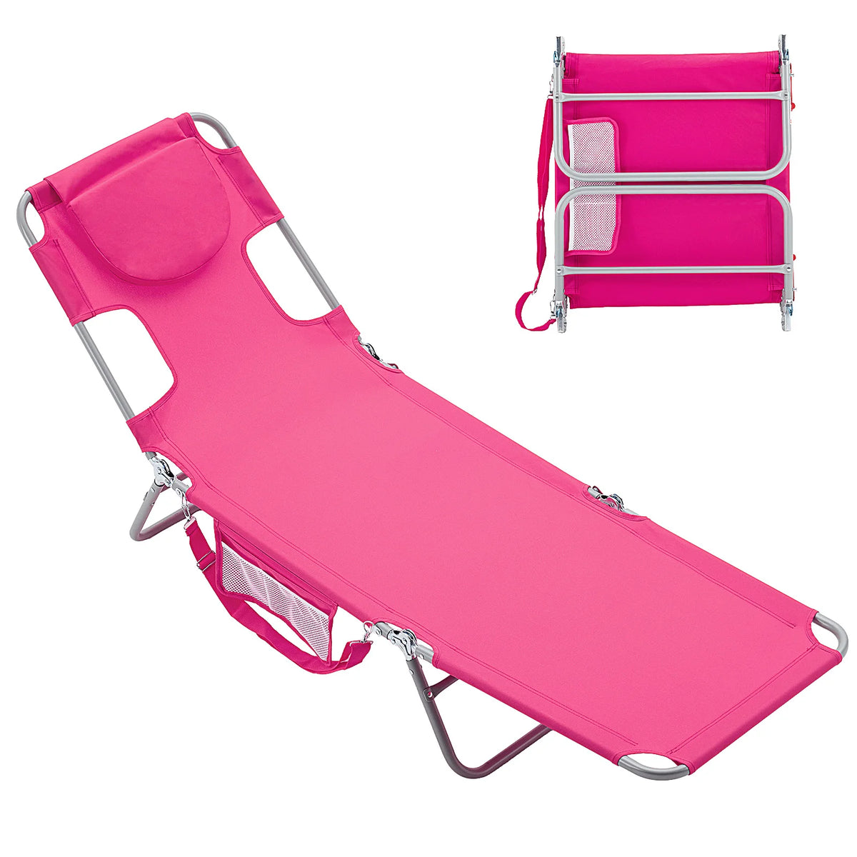 JHK Adjustable Folding Reclining Beach Lounge Chair For Patio