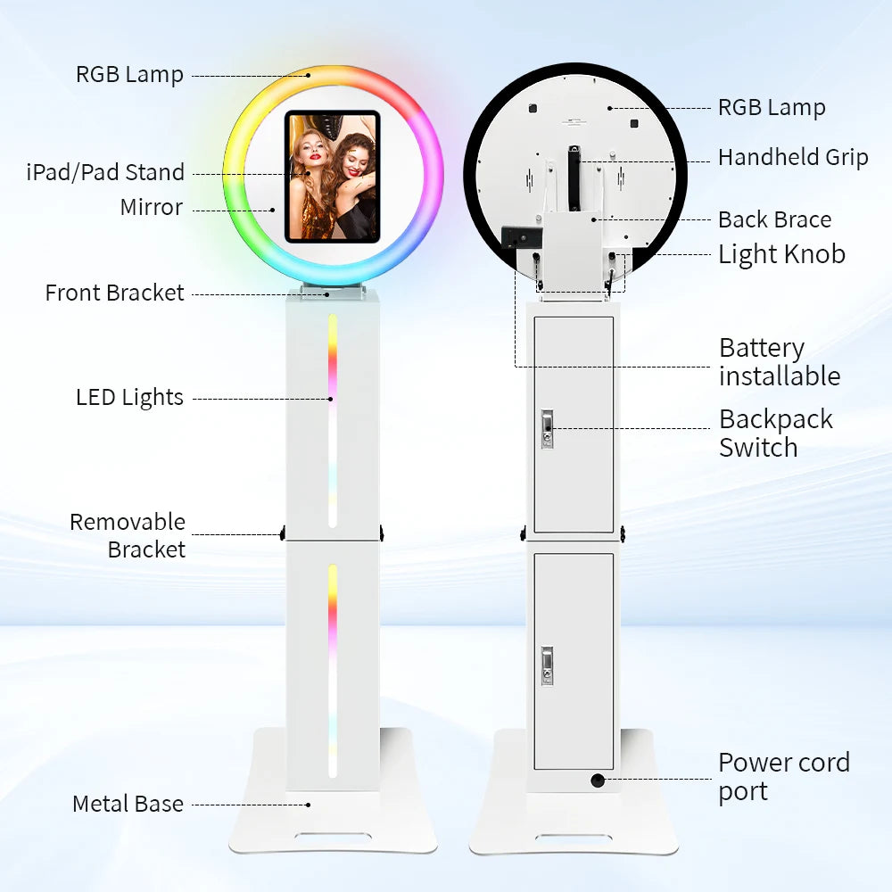 Portable iPad Photobooth Stand With LED Ring Light For Party Events