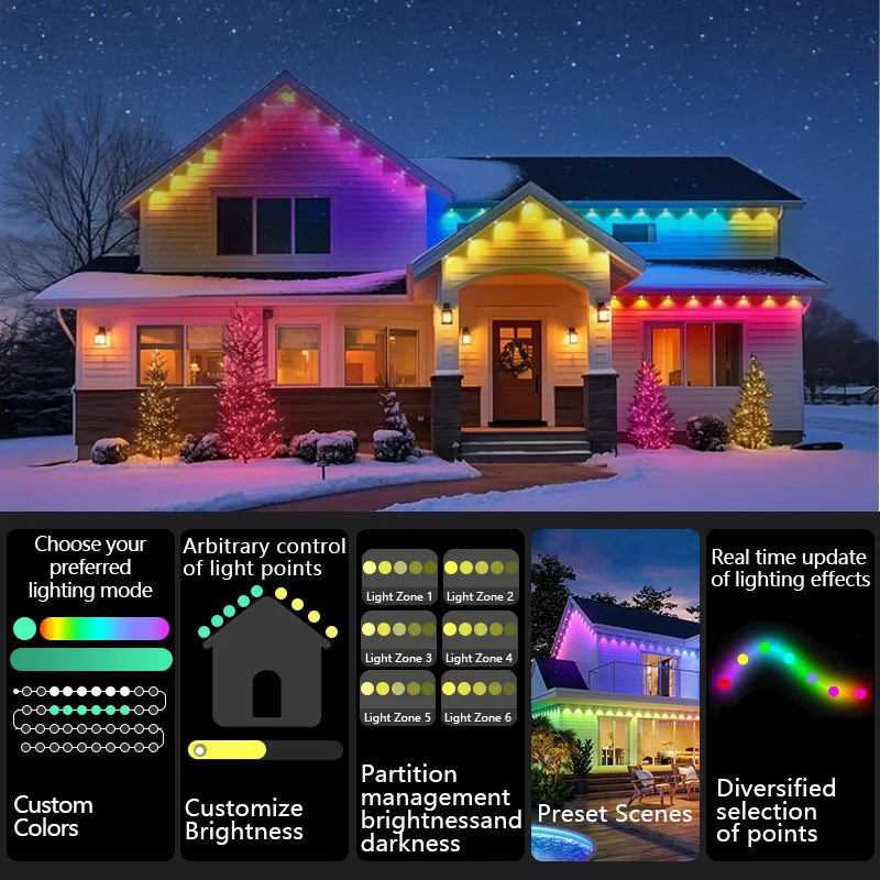 Mimirgb Smart Permanent Outdoor String Lights With 75 Scenes