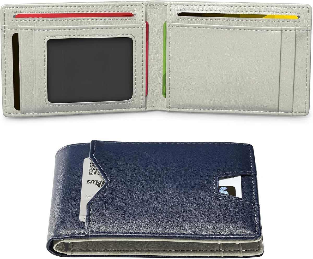 Slim Rfid Blocking Leather Bifold Wallet With Credit Card Organization