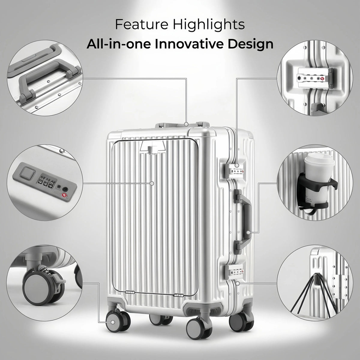 BunnyFly Aluminum Frame Boarding Laptop Trolley Case