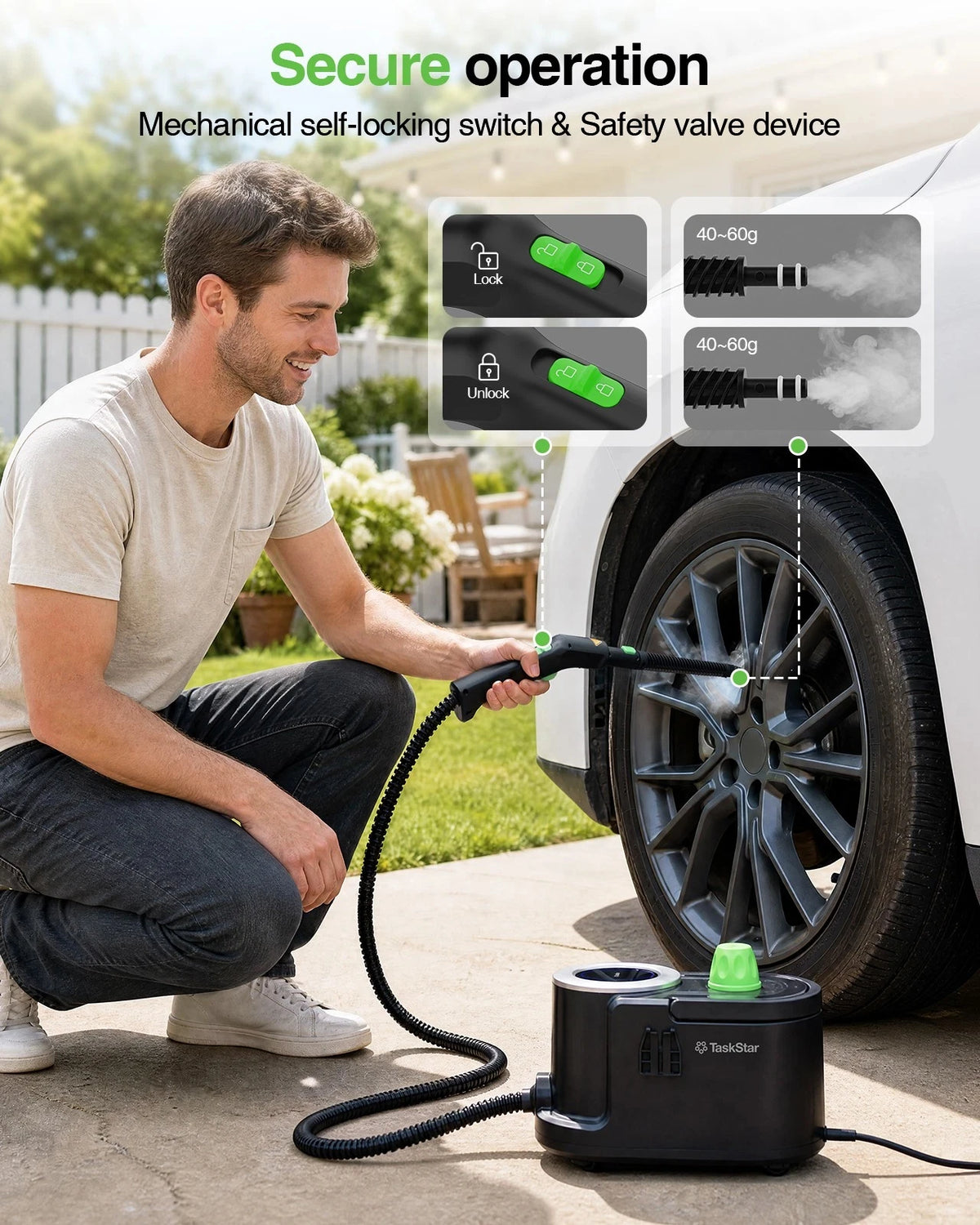 TaskStar Handheld Steam Cleaner With High Pressure Steam Cleaning
