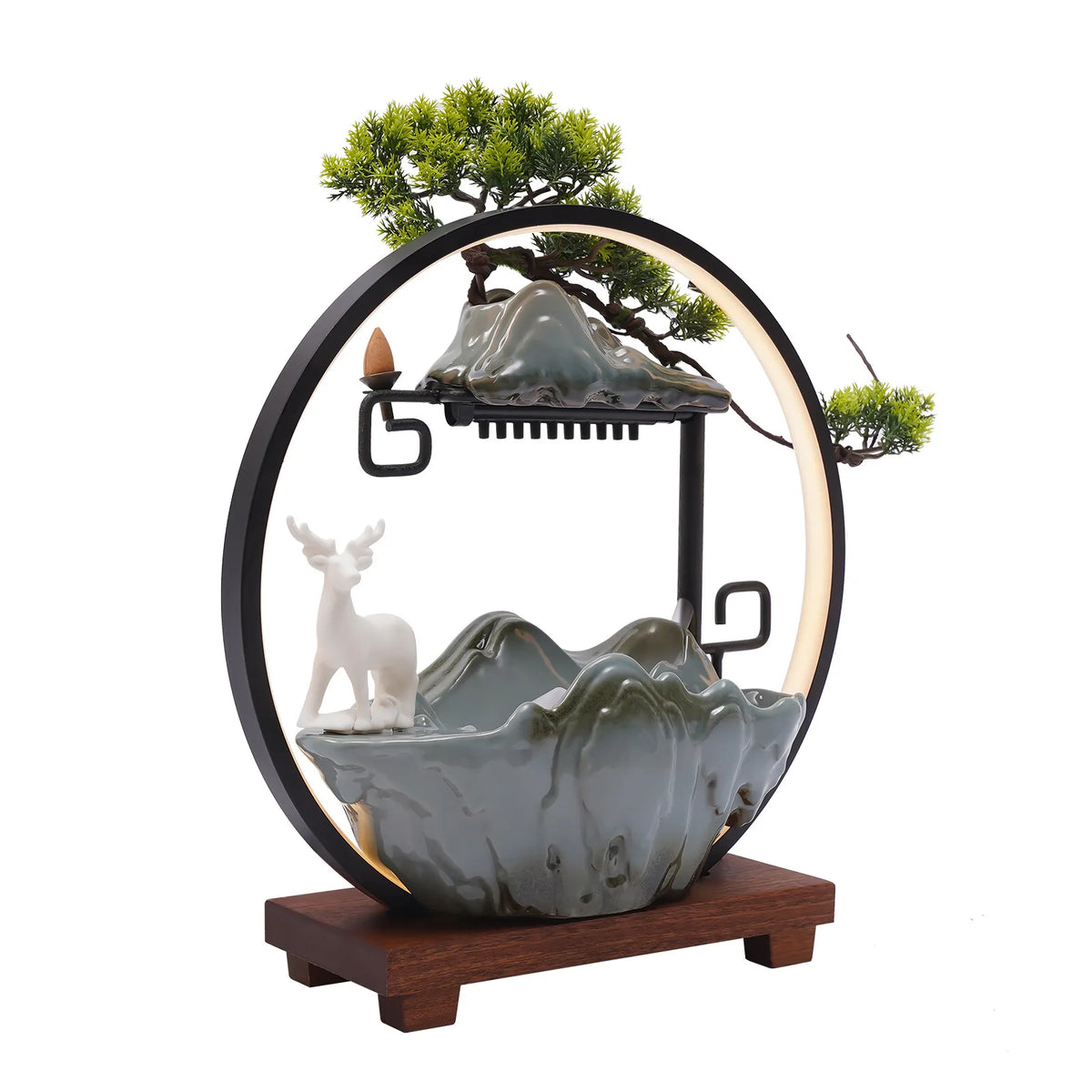 Bymaocar Tabletop Water Fountain With Led Light And Mist Effect