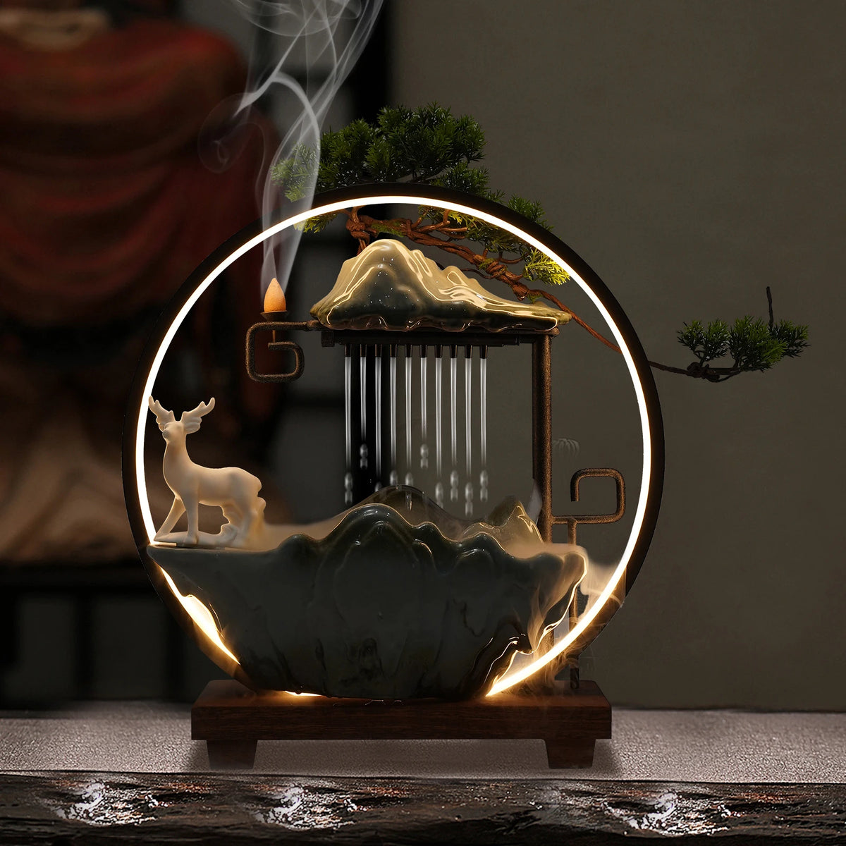 Bymaocar Tabletop Water Fountain With Led Light And Mist Effect