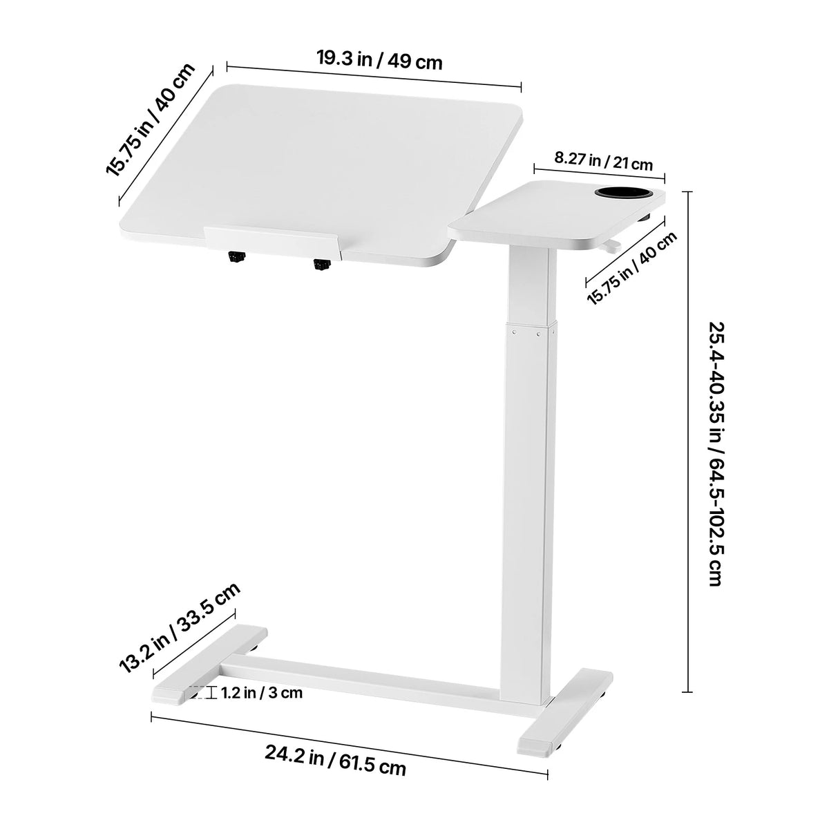SucceBuy Height Adjustable Overbed Bedside Laptop Desk