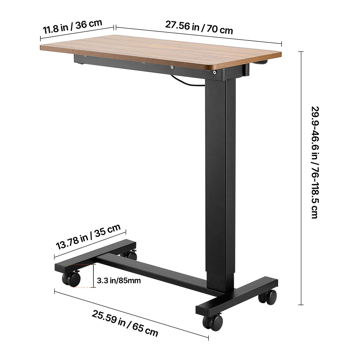 SucceBuy Height Adjustable Overbed Bedside Laptop Desk
