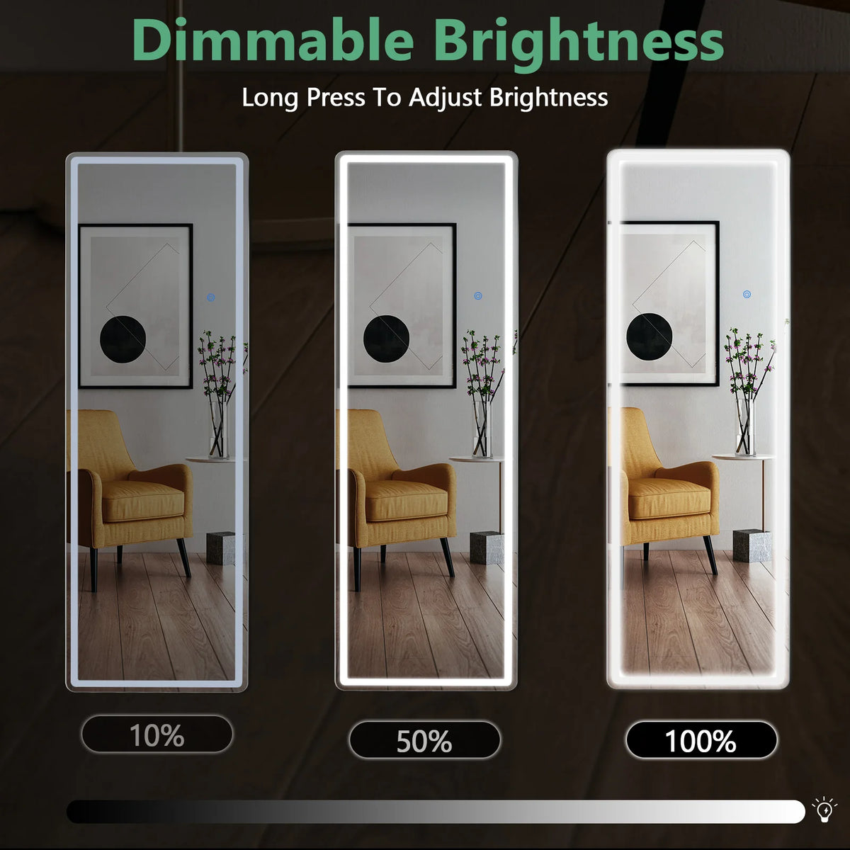 MCQ Full Length Floor Mirror Shatterproof Glass Aluminum Wall Frame