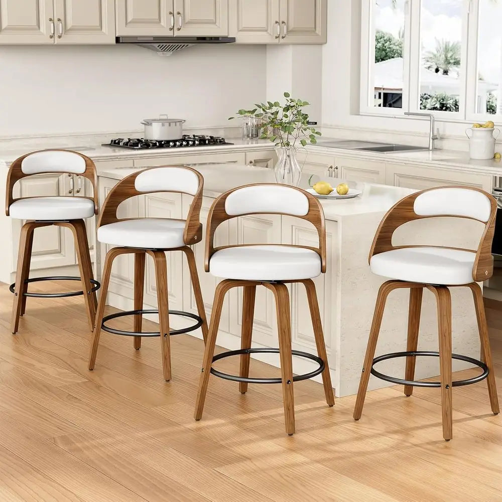 Mid Century Swivel Bar Stools Set Of Three With Back
