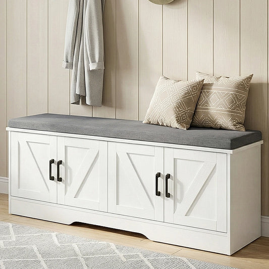 JHK Padded Storage Bench For Entryway With Shoe Organizer
