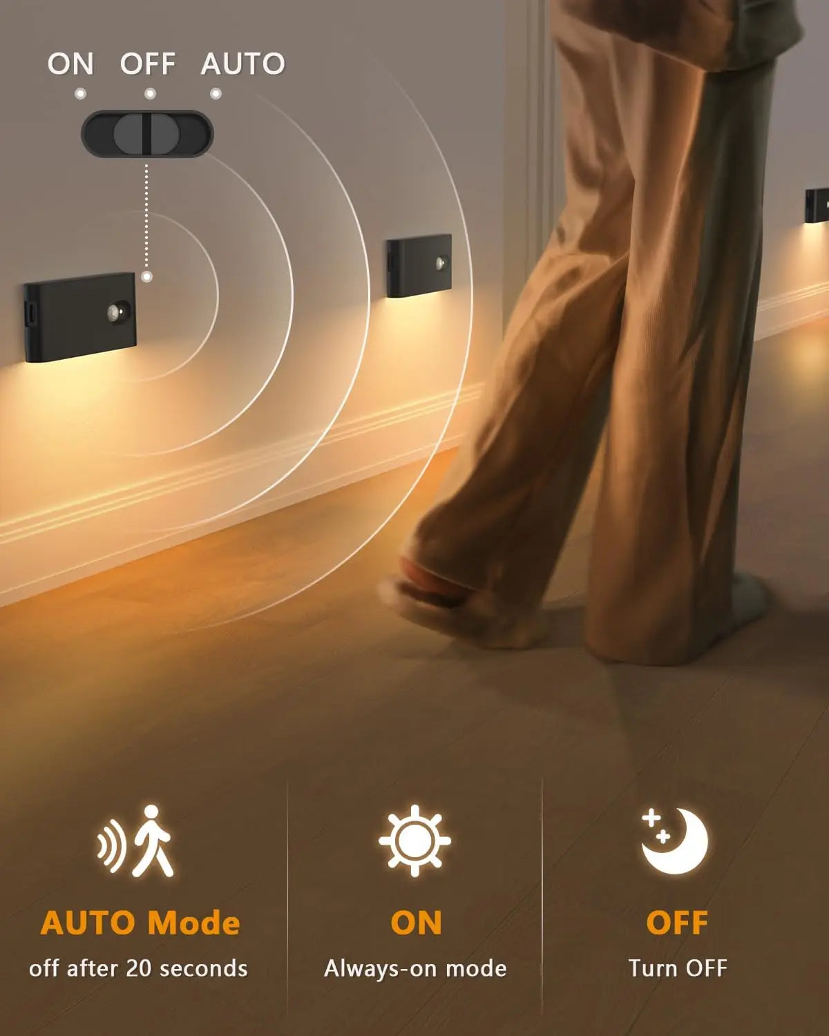 Willed Rechargeable Motion Sensor LED Night Light Wireless Wall Lamp