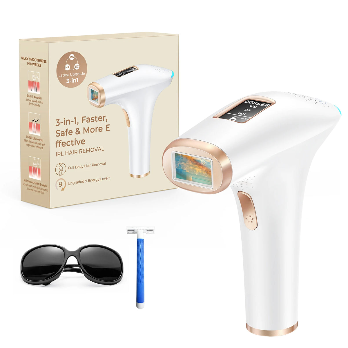 Lysmoski Certified 3 in 1 Ipl Hair Removal Device Set