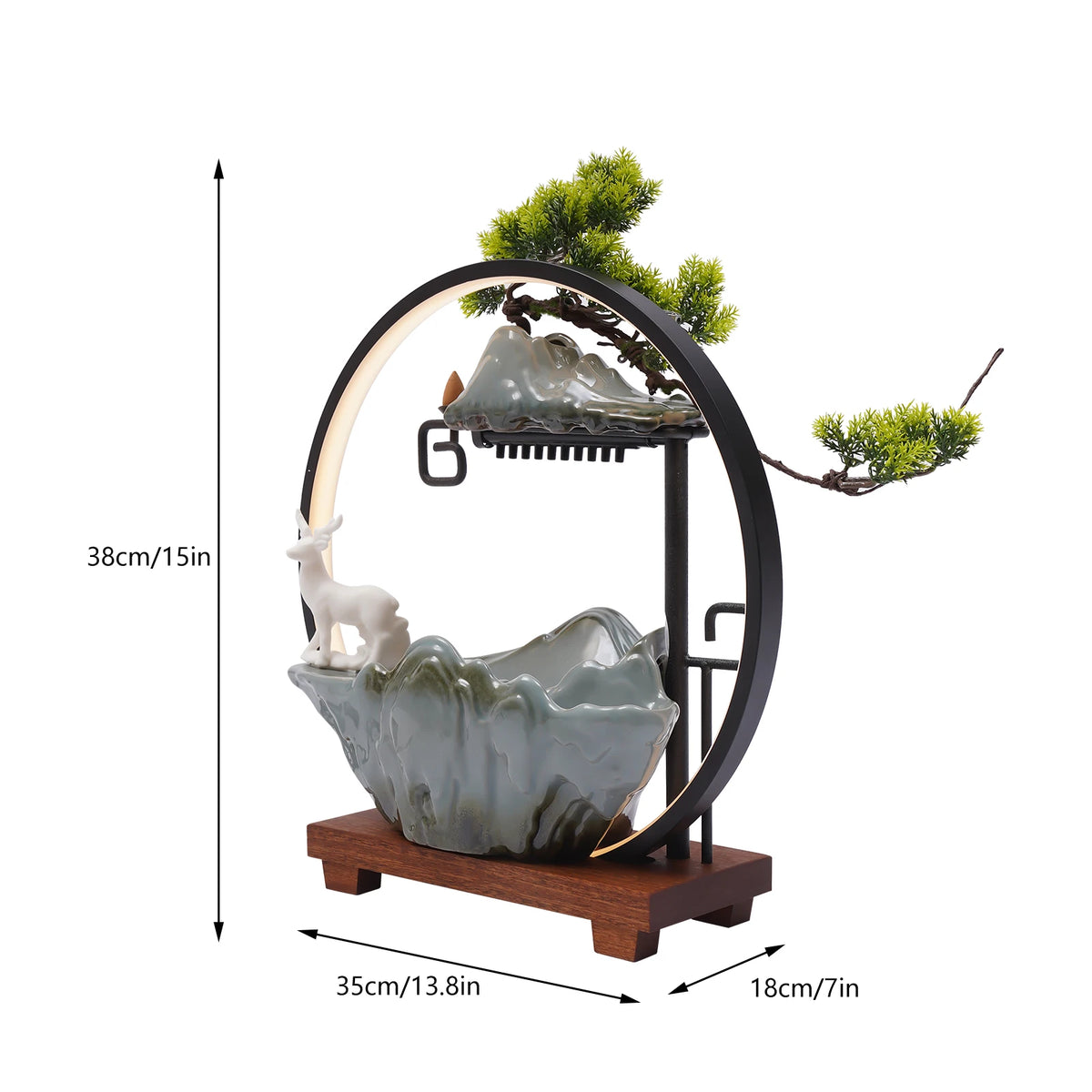 Bymaocar Tabletop Water Fountain With Led Light And Mist Effect