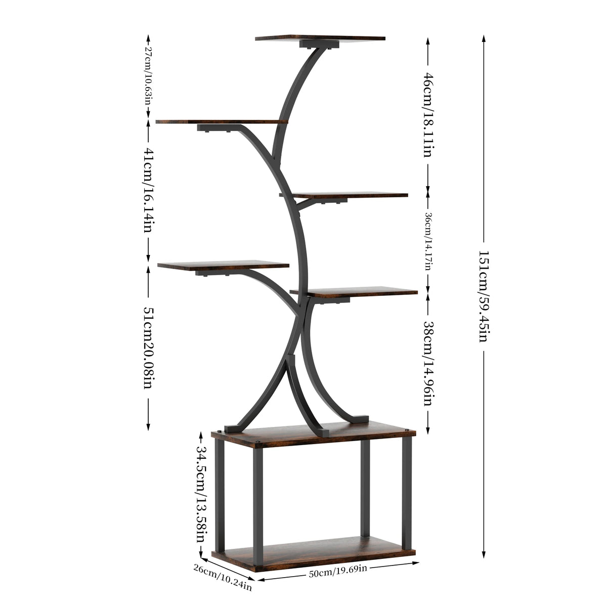 Wisfor Tree Shaped Plant Stand Display Rack Corner Shelf