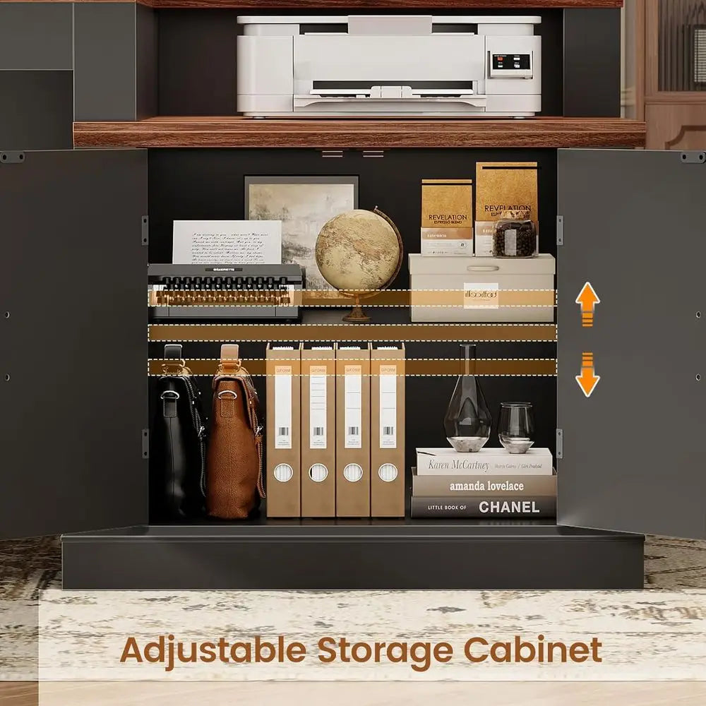 Executive Office Computer Desk With Integrated Storage And Power Outlet