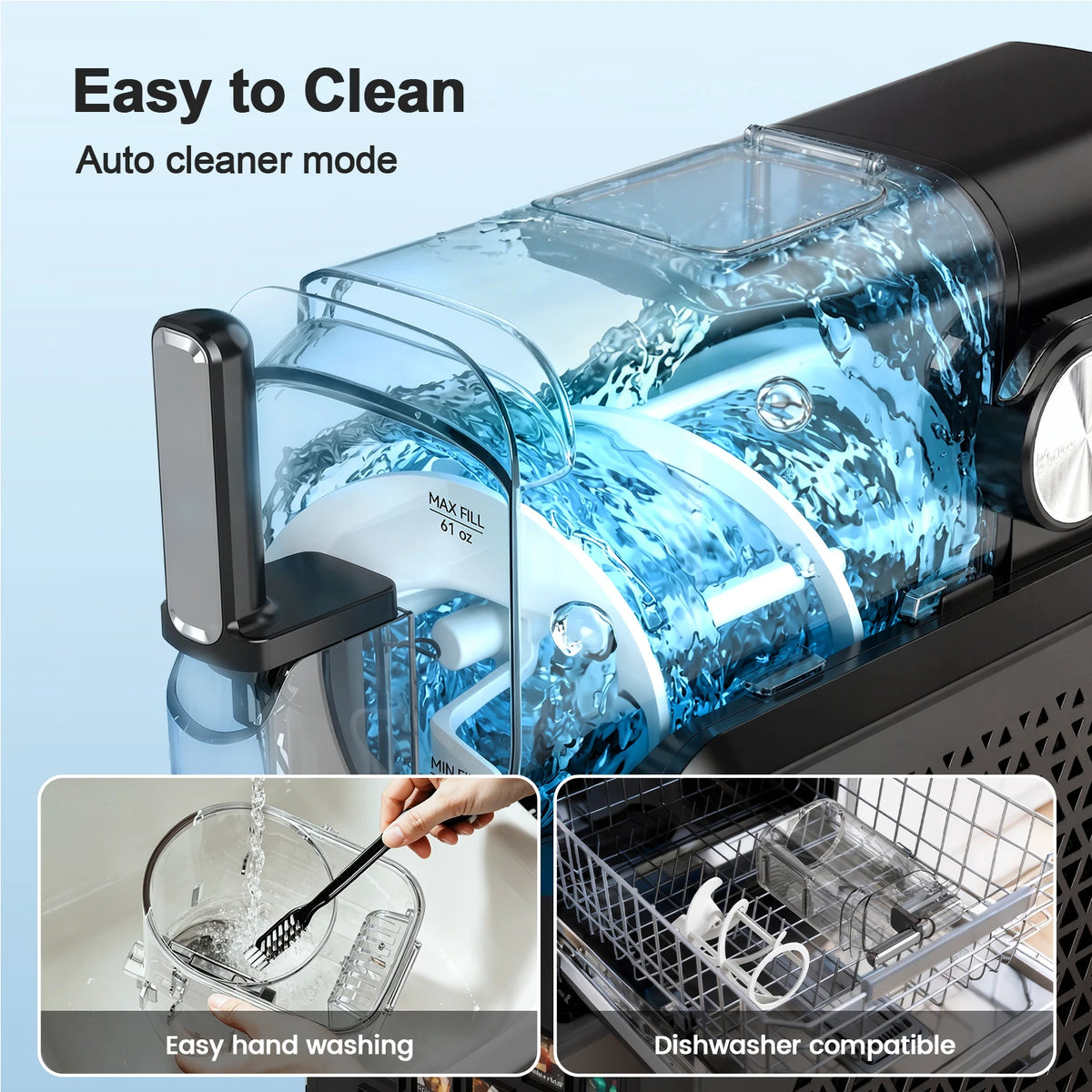2 In 1 Slushie Machine Frozen Drink Maker With Auto Cleaning