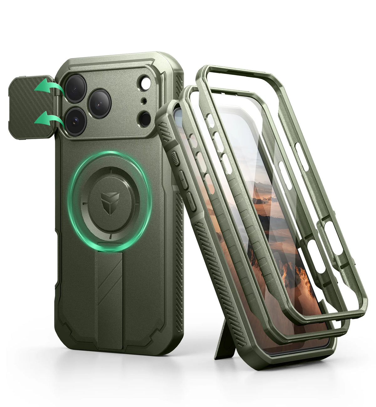 Dexnor Shockproof MagSafe iPhone Case With Flip Camera Kickstand