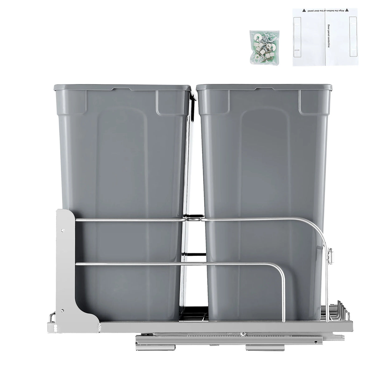 SucceBuy Pull-Out Trash Can Under Mount Waste Container HeavyDuty Garbage Recycling Bin w/ Door Kit Soft Close Slide for Cabinet