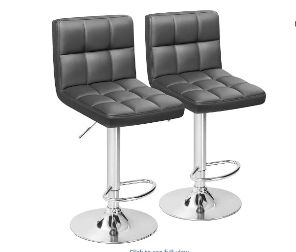 Adjustable Hydraulic Swivel Bar Stools Set of 2 Square Design
